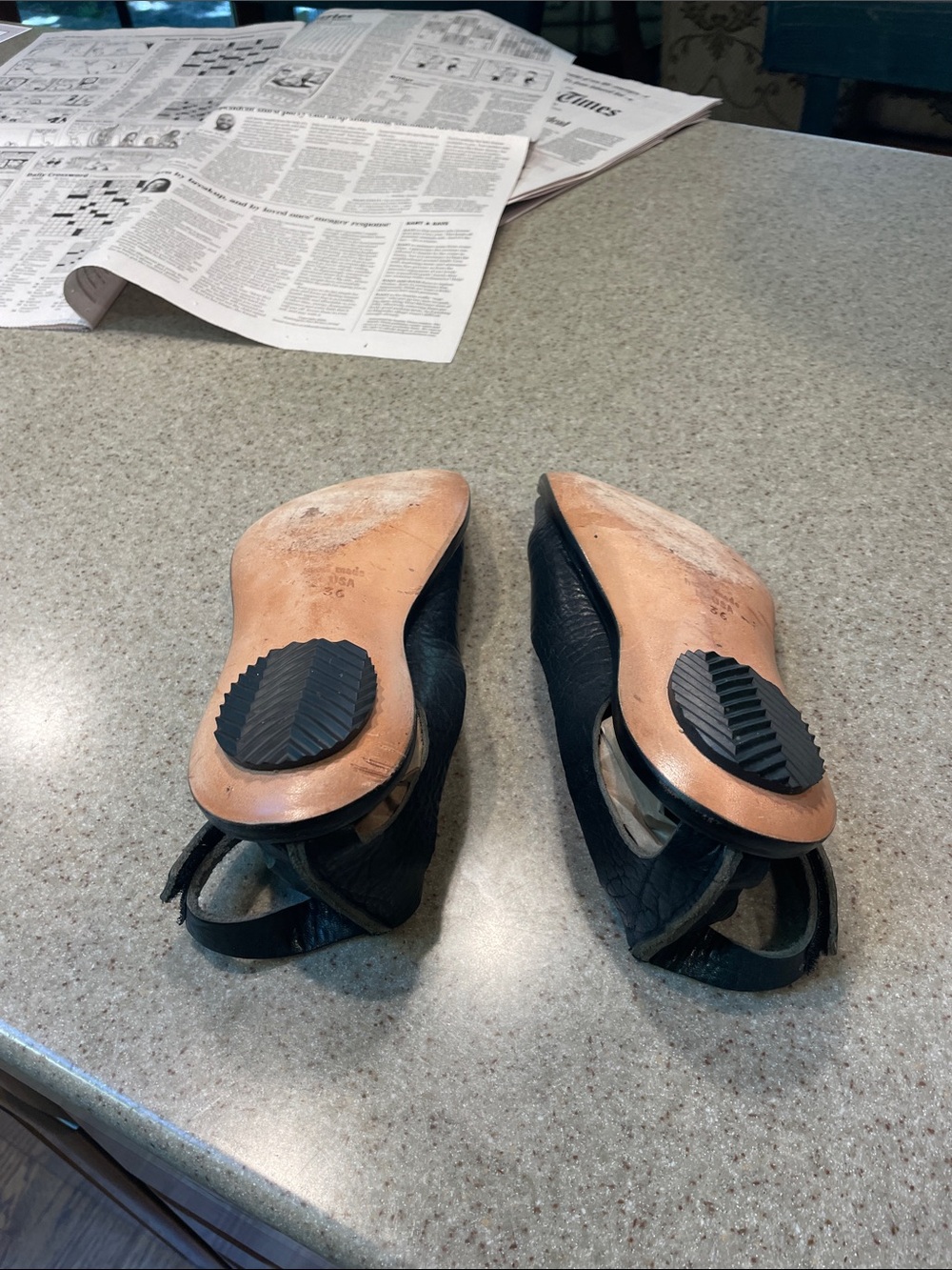 Women's Black Ankle-Strap Leather Sandals - Picture 4 of 4